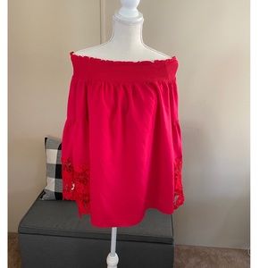 Lane Bryant Lace Sleeve Off Shoulder Top 14/16
